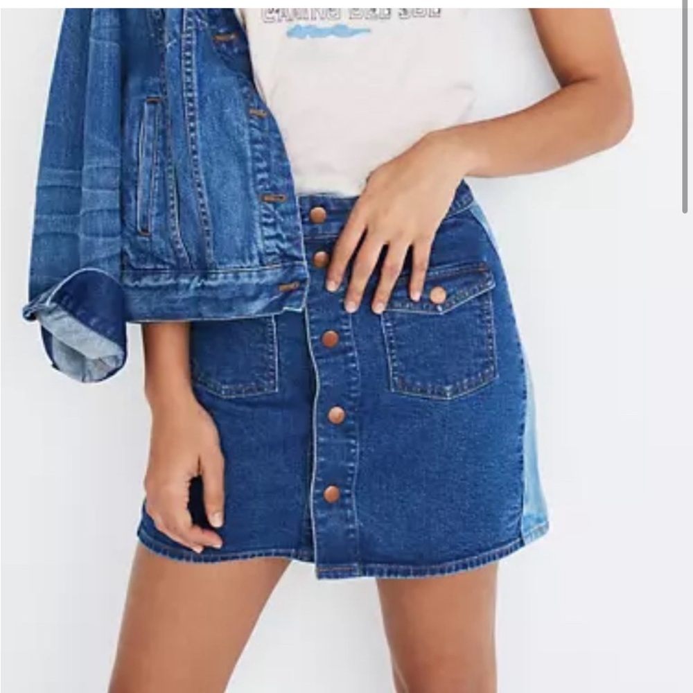 Madewell Two Tone Denim Skirt